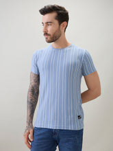 Men's Structured Striped Half Sleeves Regular Fit T-Shirt